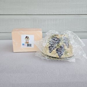 ACK Casa Vero Jar Candle Shade Topper Plate Set Ceramic Set Grape Tuscan